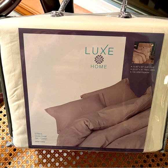 NIP Luxe Home Cream 3 Piece Queen Duvet Cover Set - Picture 1 of 3